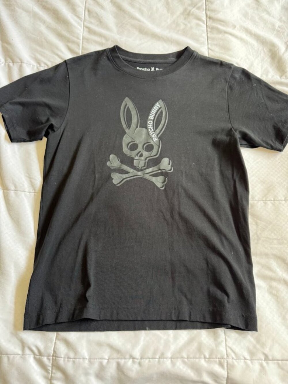 Psycho Bunny Youth 14/16 Large Black Logo Crewneck T-Shirt New without Tags
